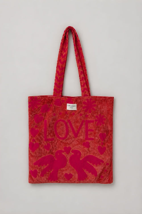 Bolso Peace-Love  Mediano Ladrillo/Fucsia