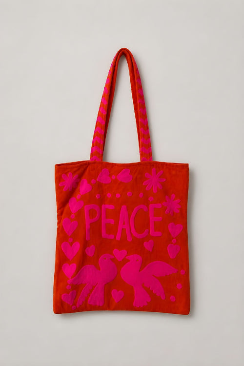 Bolso Peace-Love  Mediano Naranja/Fucsia