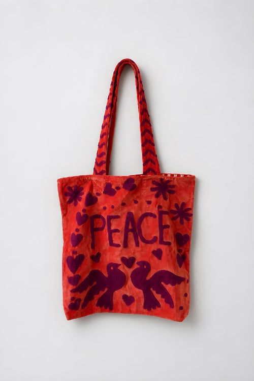 Bolso Peace-Love  Mediano Naranja/Violeta