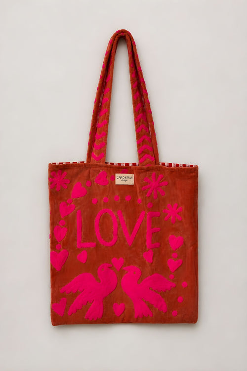 Bolso Peace-Love  Mediano Teja/Fucsia