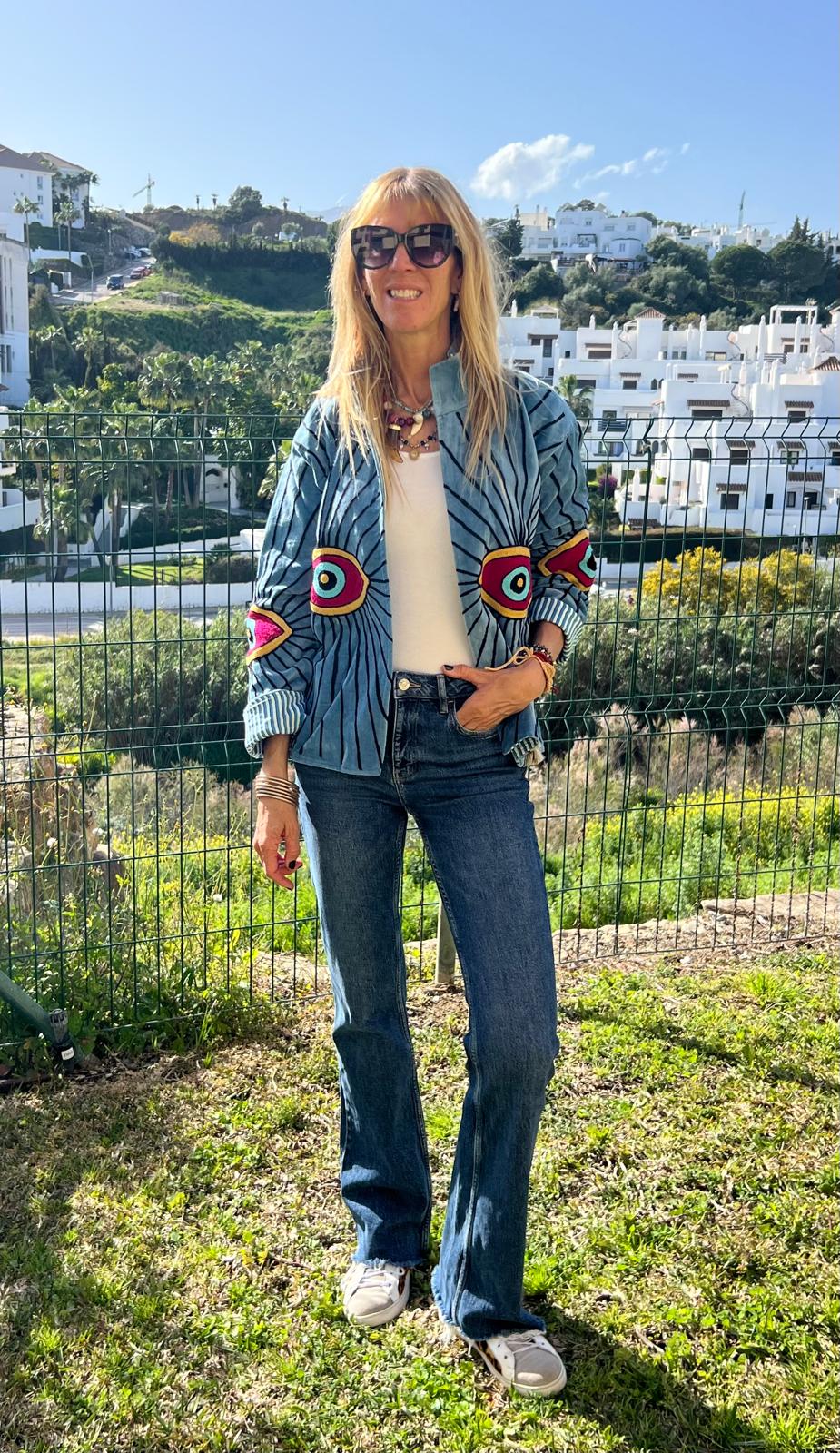Chaqueta Ojo  Celeste