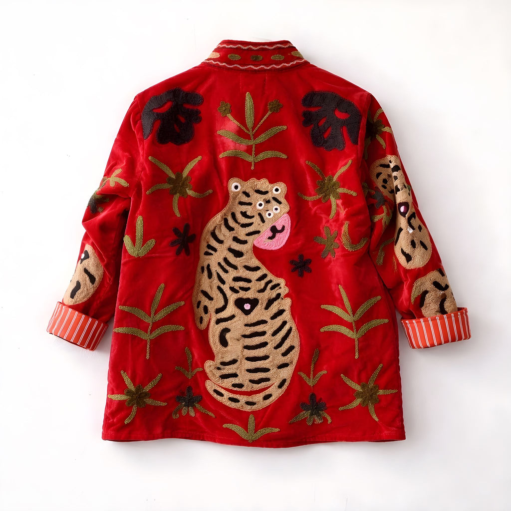 Chaqueta Tigre Flor Rojo