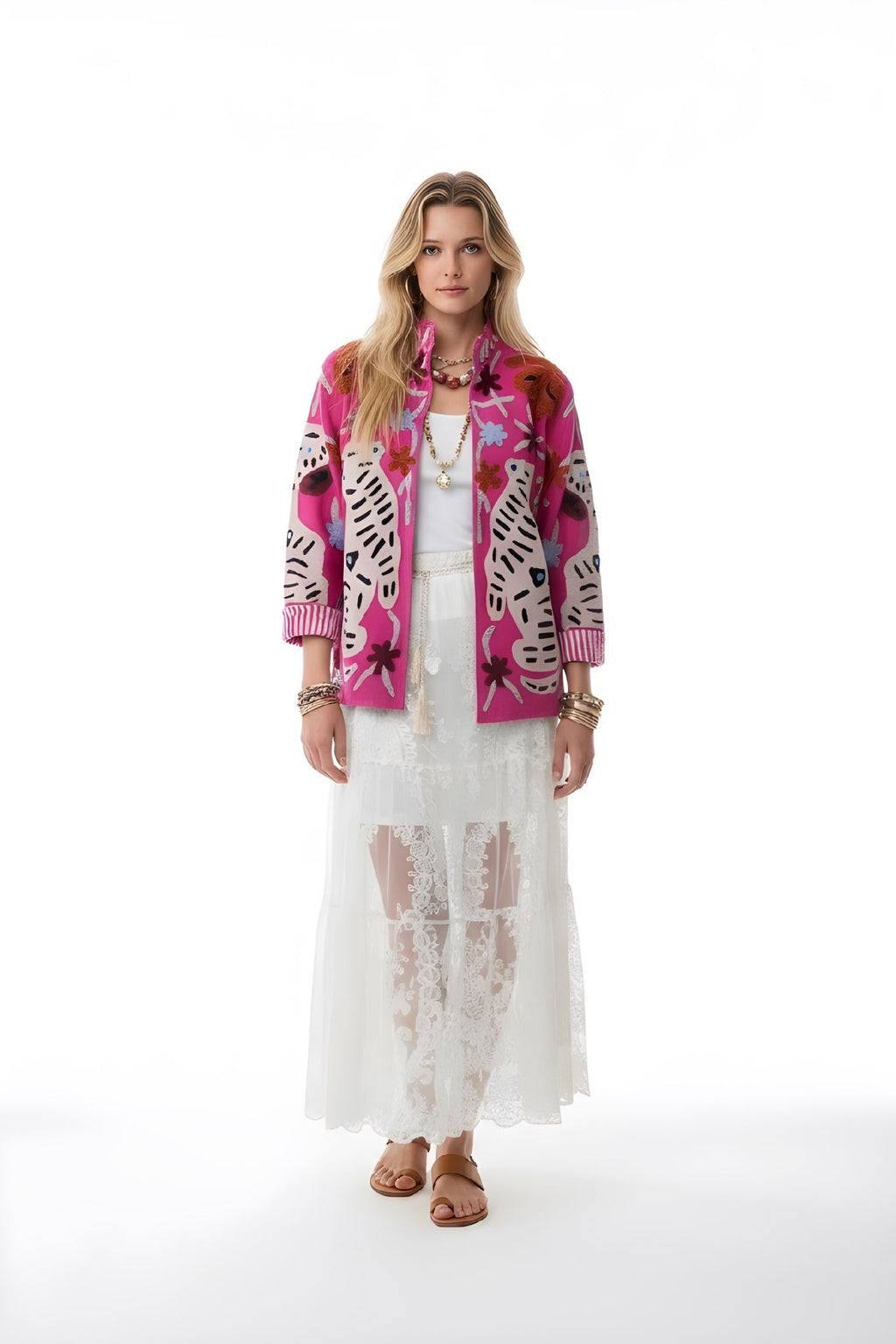 Chaqueta Tigre Flor Fucsia