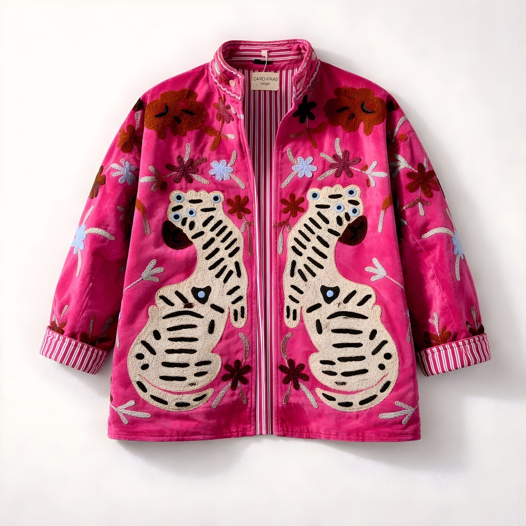 Chaqueta Tigre Flor Fucsia