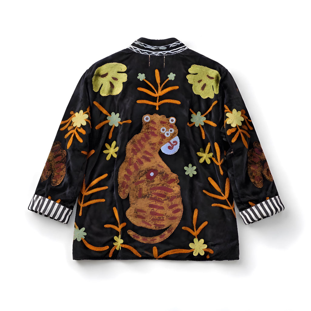 Chaqueta Tigre Flor Azul Marino