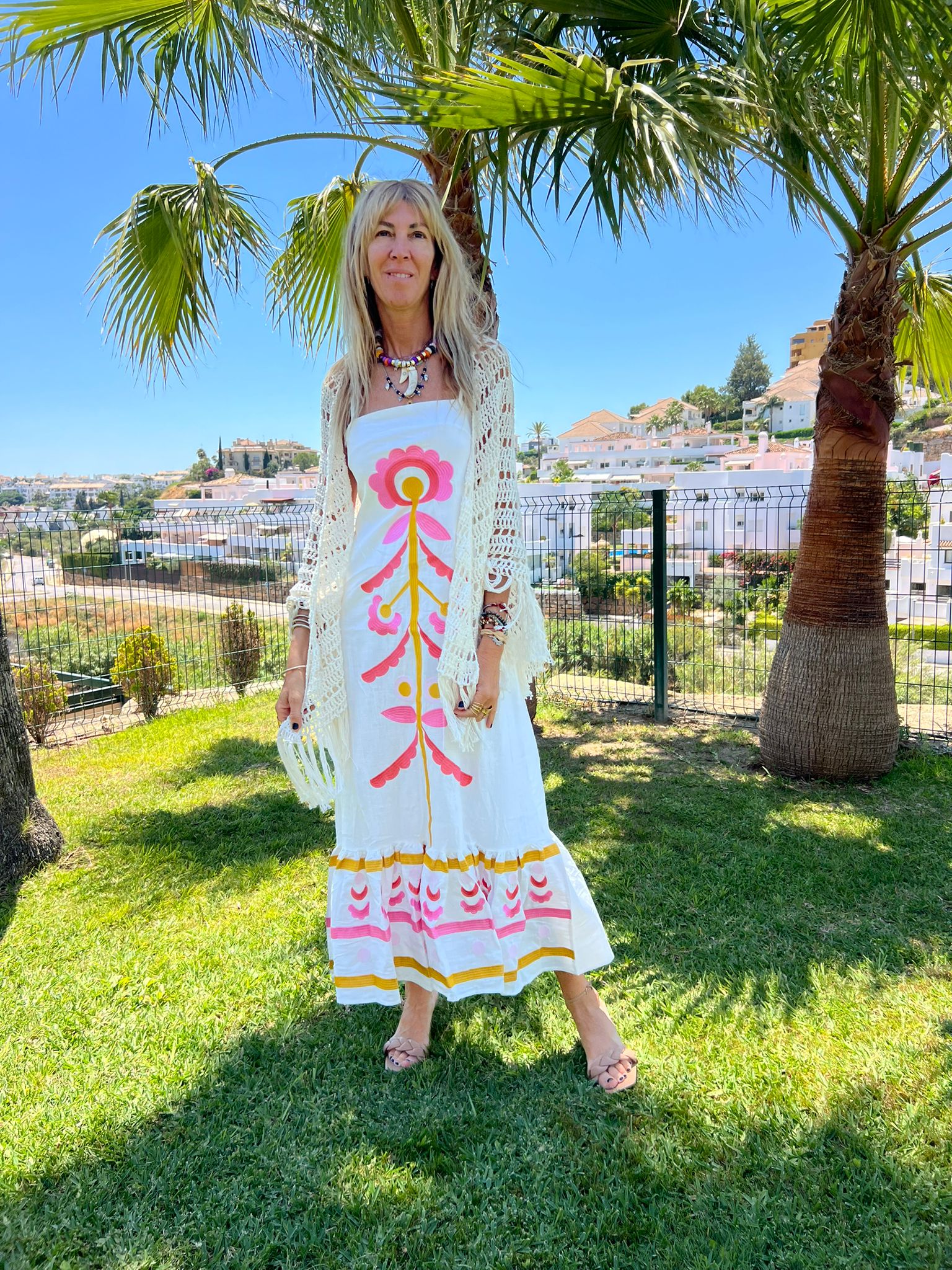 Vestido Canea Blanco/Rosa