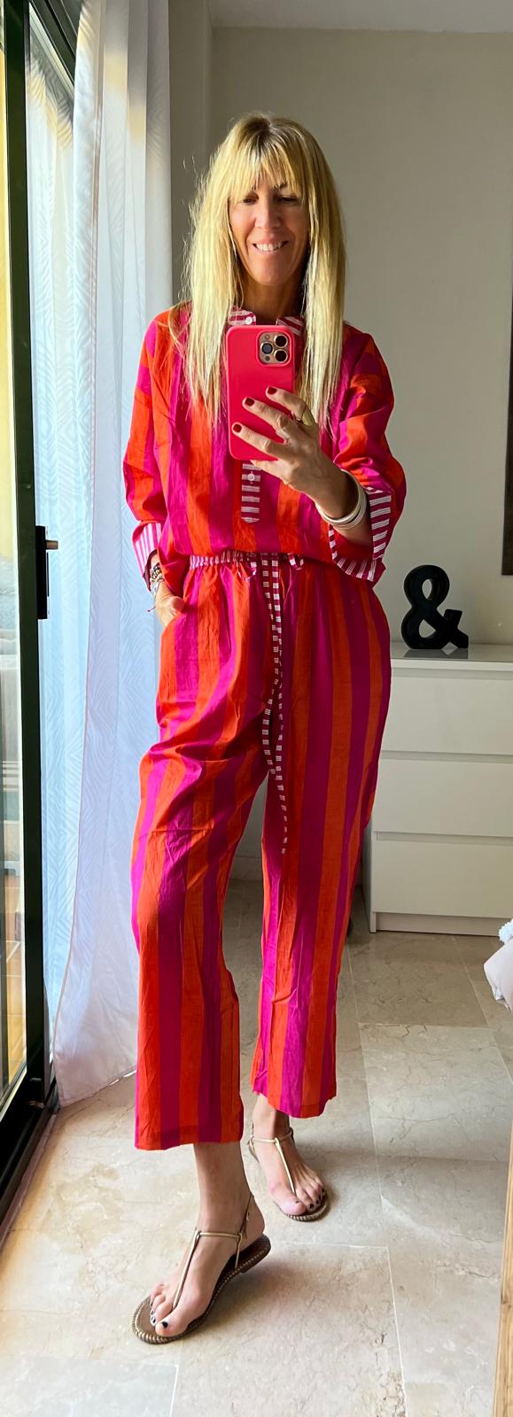 Set Rayas Naranja / Fucsia