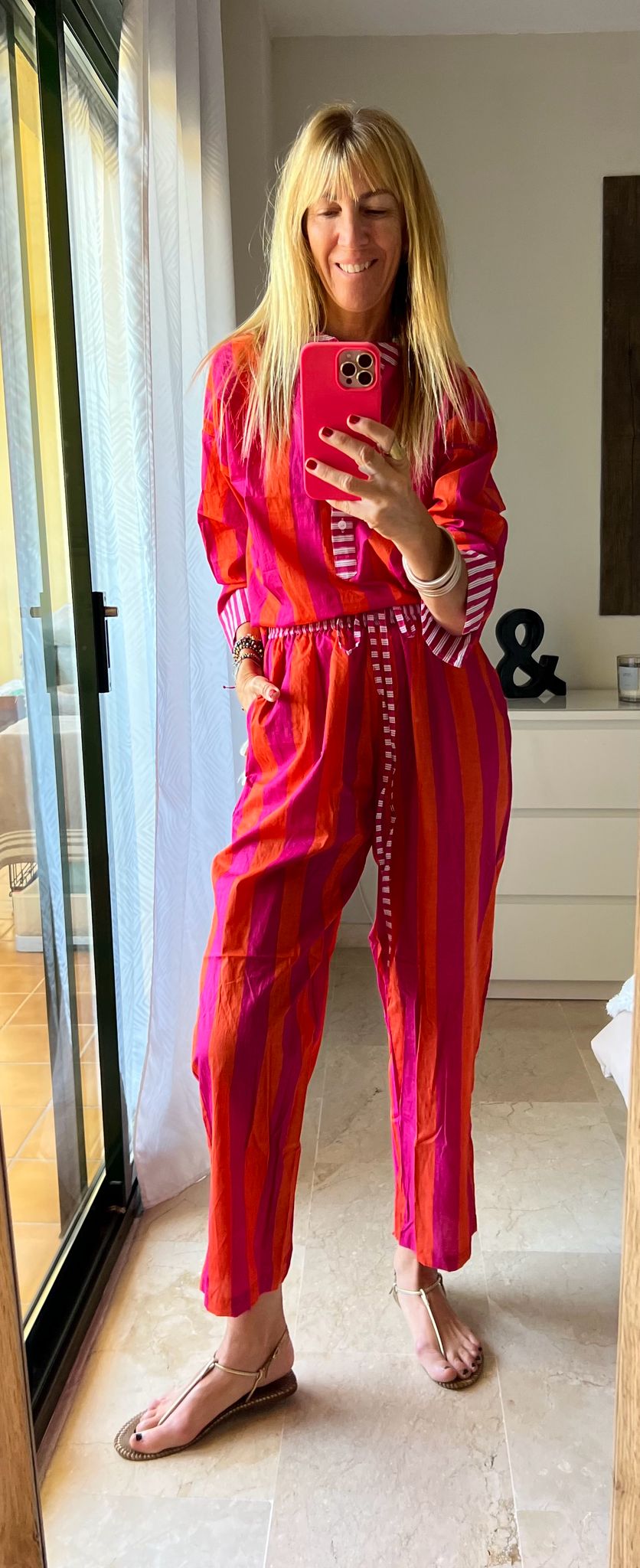 Set Rayas Naranja / Fucsia