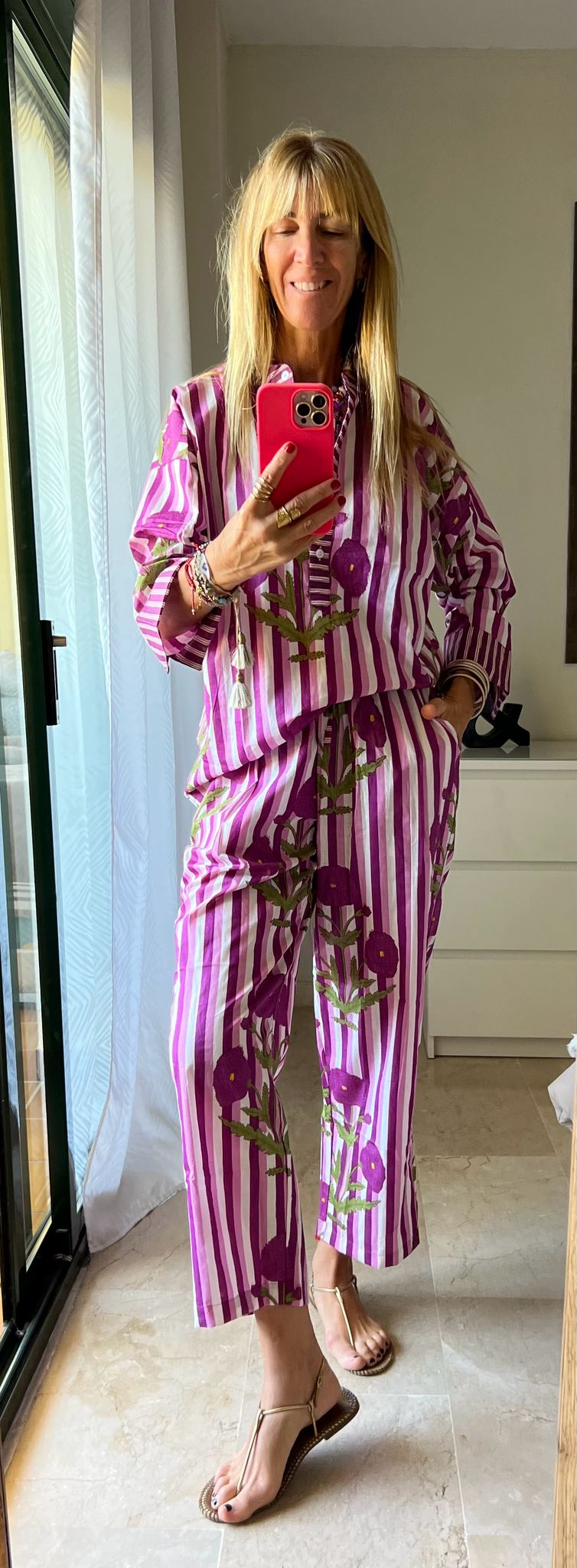Set Rayas y Flores Violeta