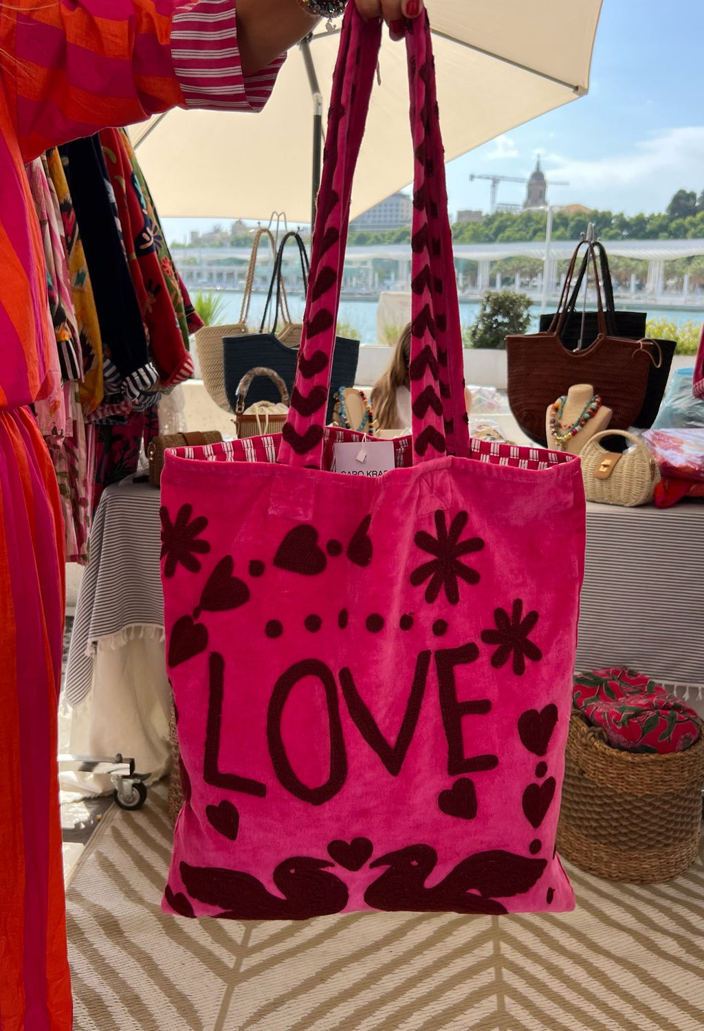 Bolso Peace-Love  Mediano Fucsia/Marrón