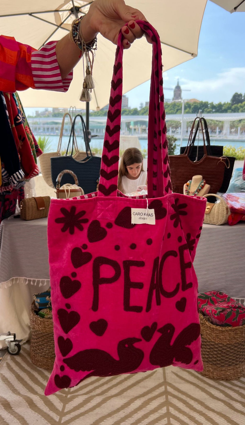 Bolso Peace-Love  Mediano Fucsia/Marrón