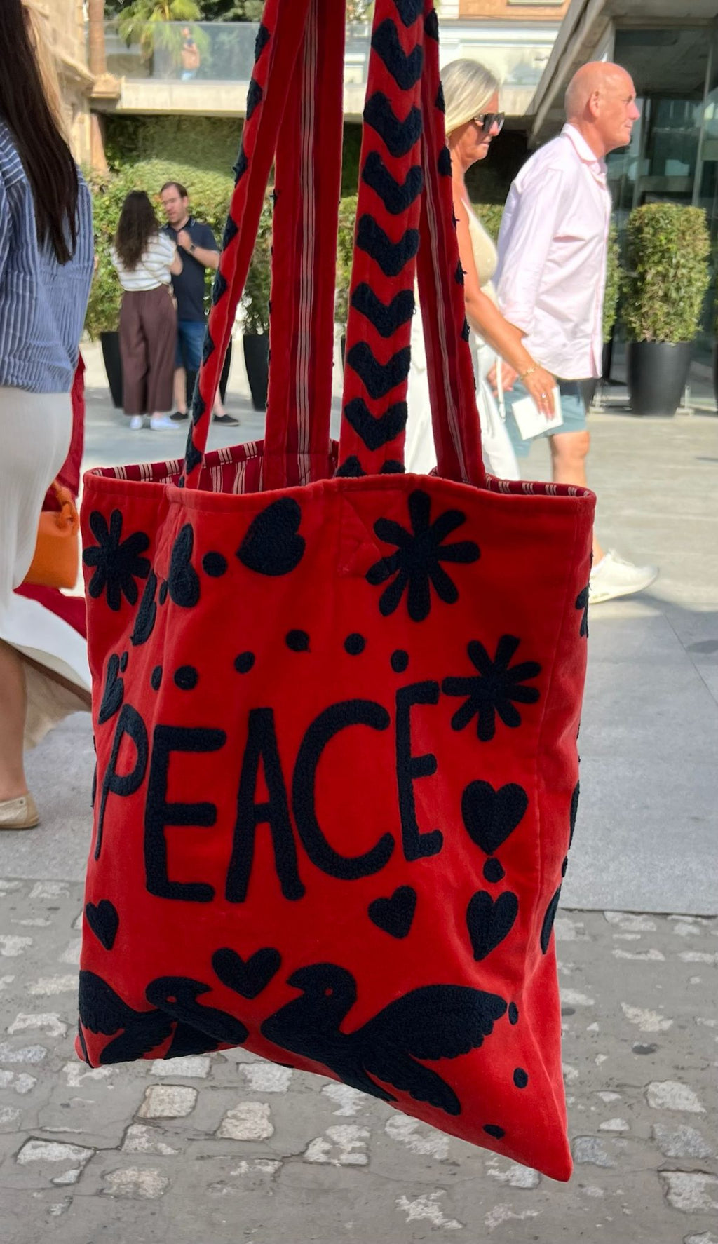 Bolso Peace-Love  Mediano Colorado/Azul