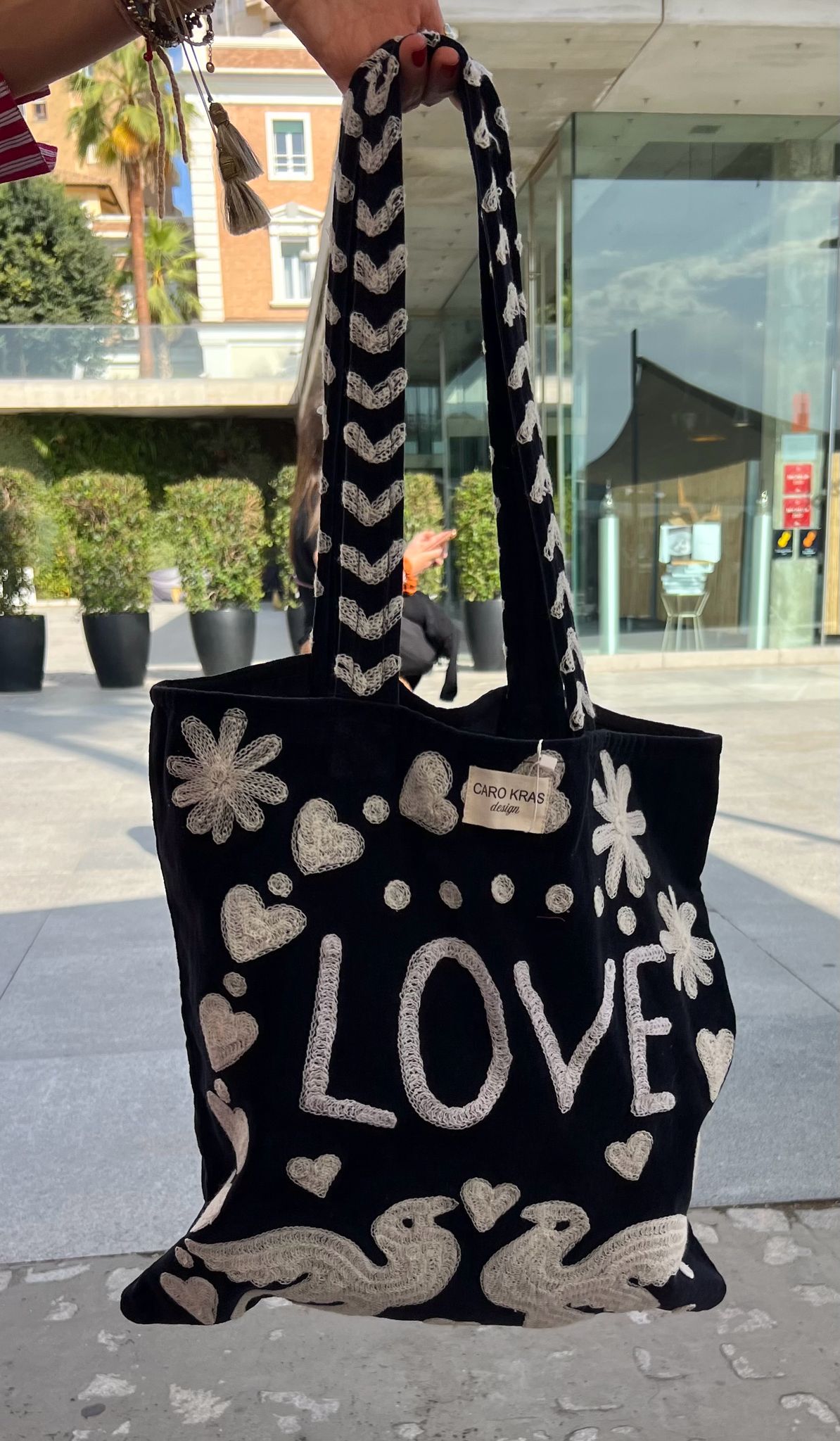 Bolso Peace-Love  Mediano Gris Oscuro/Cele Claro
