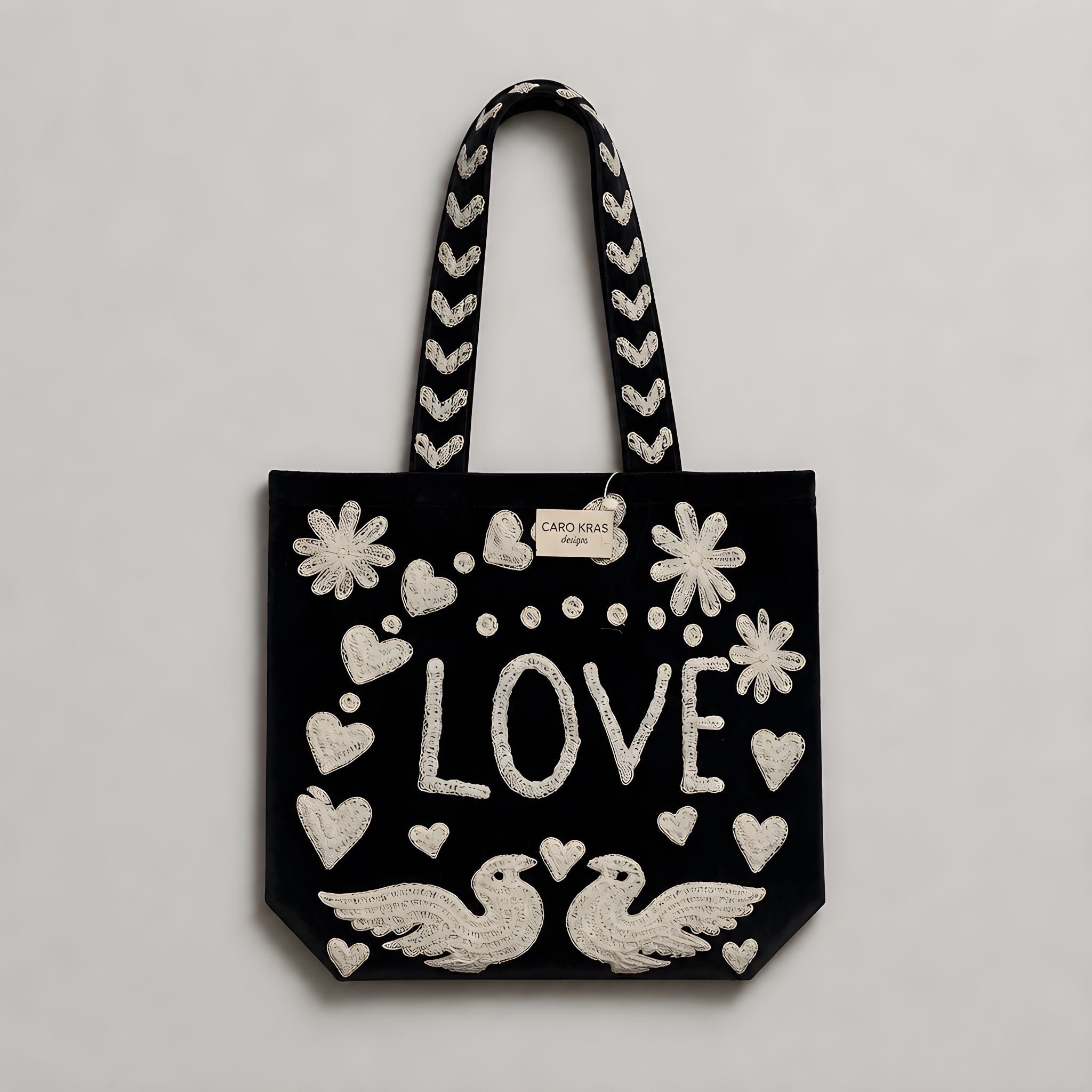 Bolso Peace-Love  Mediano Gris Oscuro/Cele Claro
