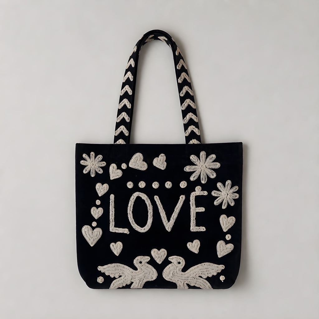Bolso Peace-Love  Mediano Gris Oscuro/Cele Claro