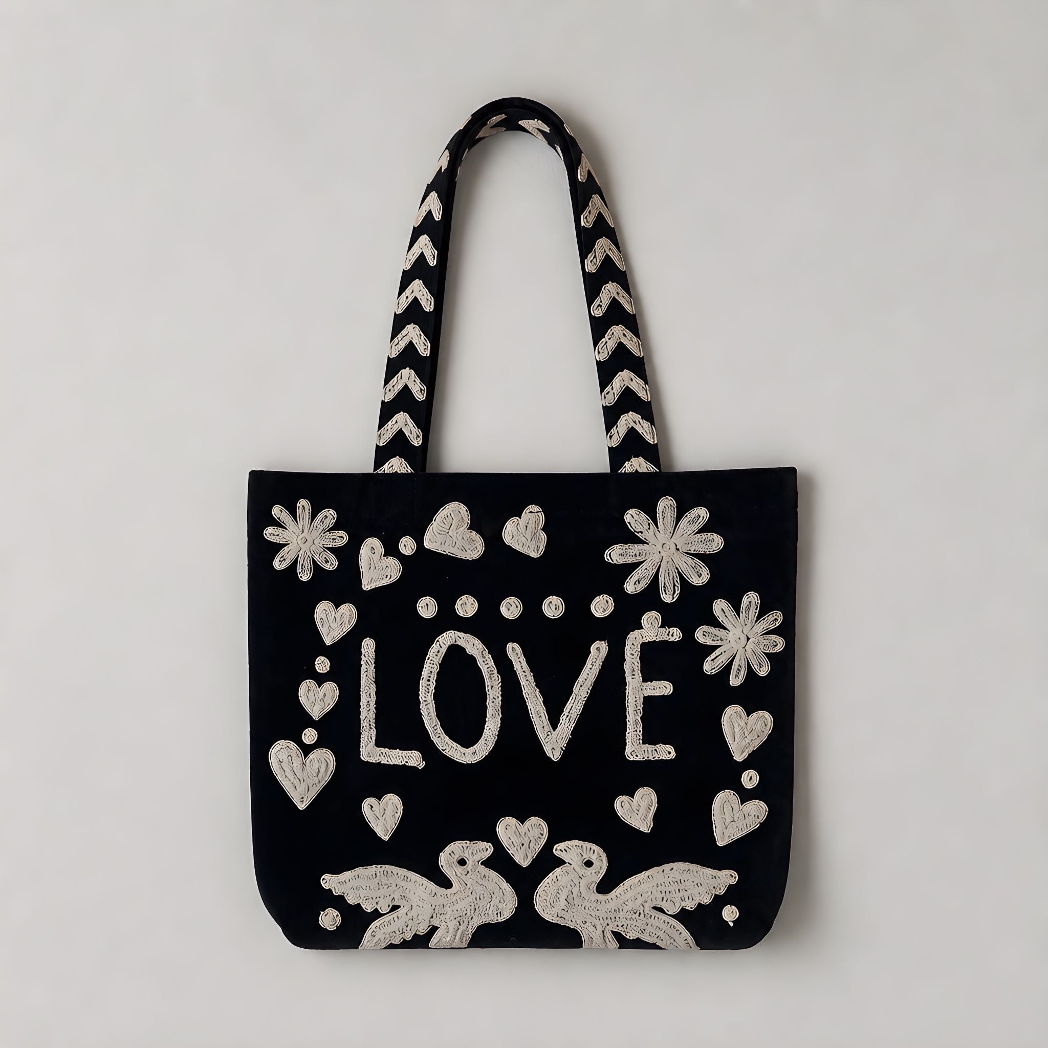 Bolso Peace-Love  Mediano Gris Oscuro/Cele Claro