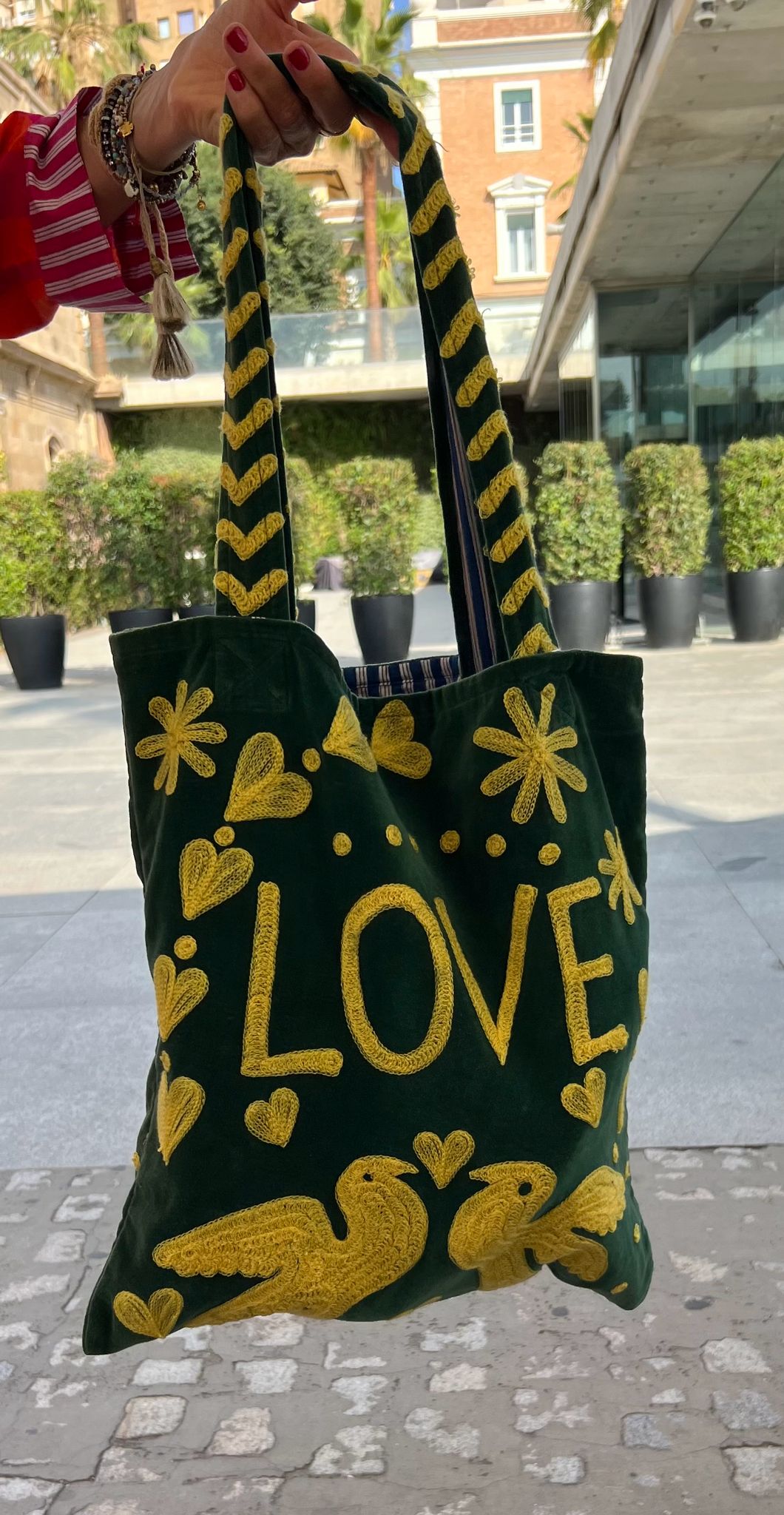 Bolso Peace-Love  Mediano Verde/Amarillo