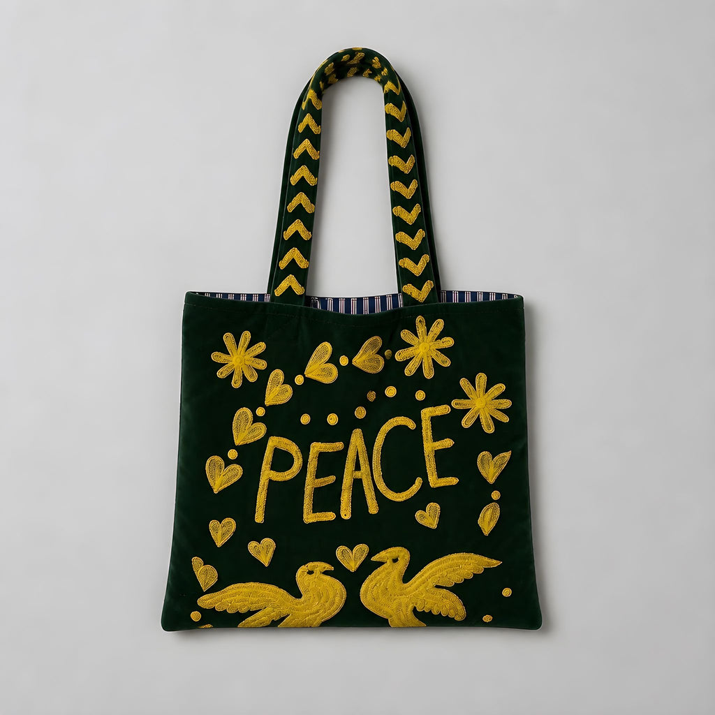 Bolso Peace-Love  Mediano Verde/Amarillo