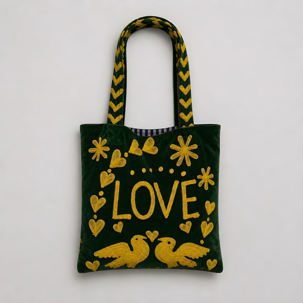 Bolso Peace-Love  Mediano Verde/Amarillo