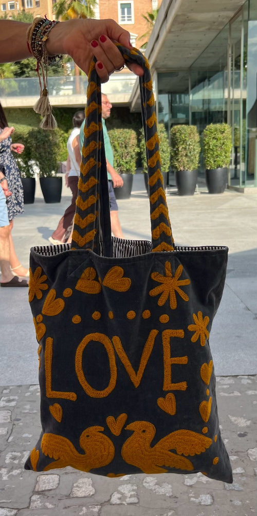 Bolso Peace-Love  Mediano Azul/Marrón