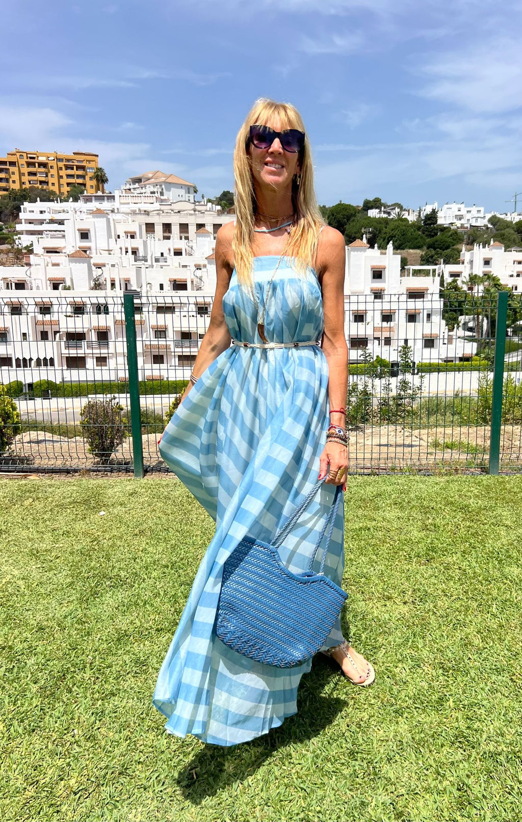 Vestido Largo Eretria Azul/Celeste