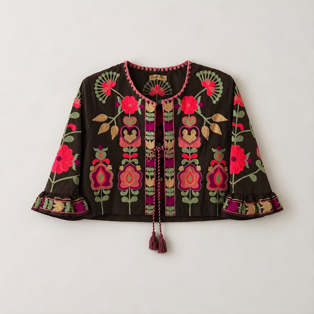 Chaqueta Corta Tripoli Marrón Flores