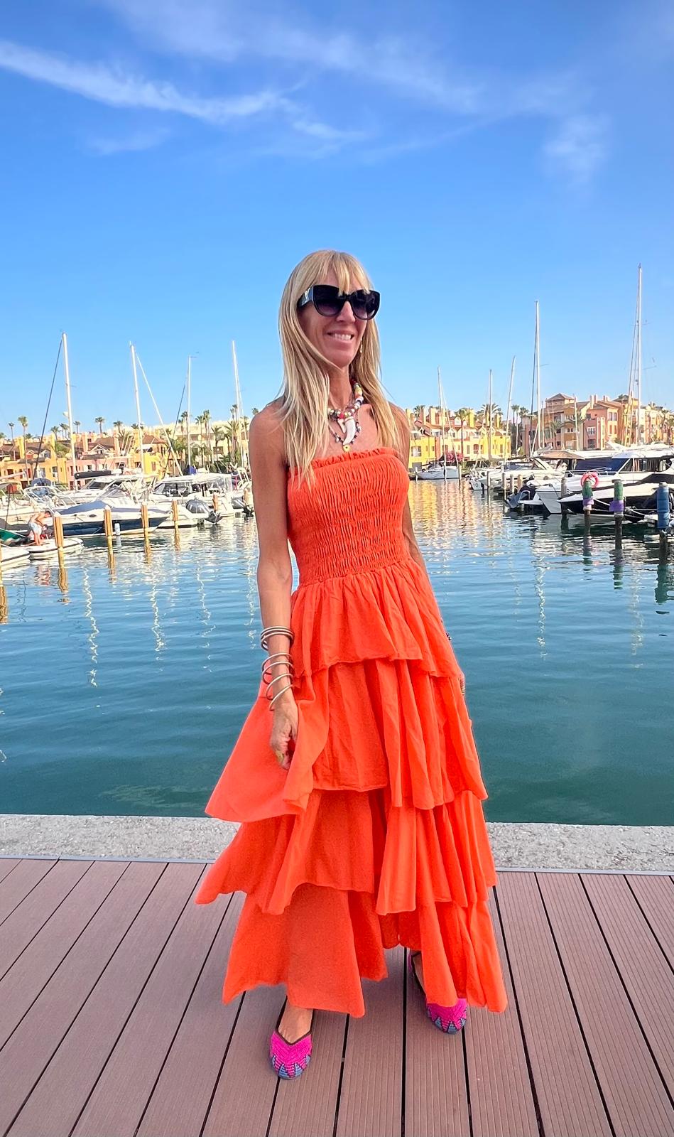 Vestido Volados Naranja