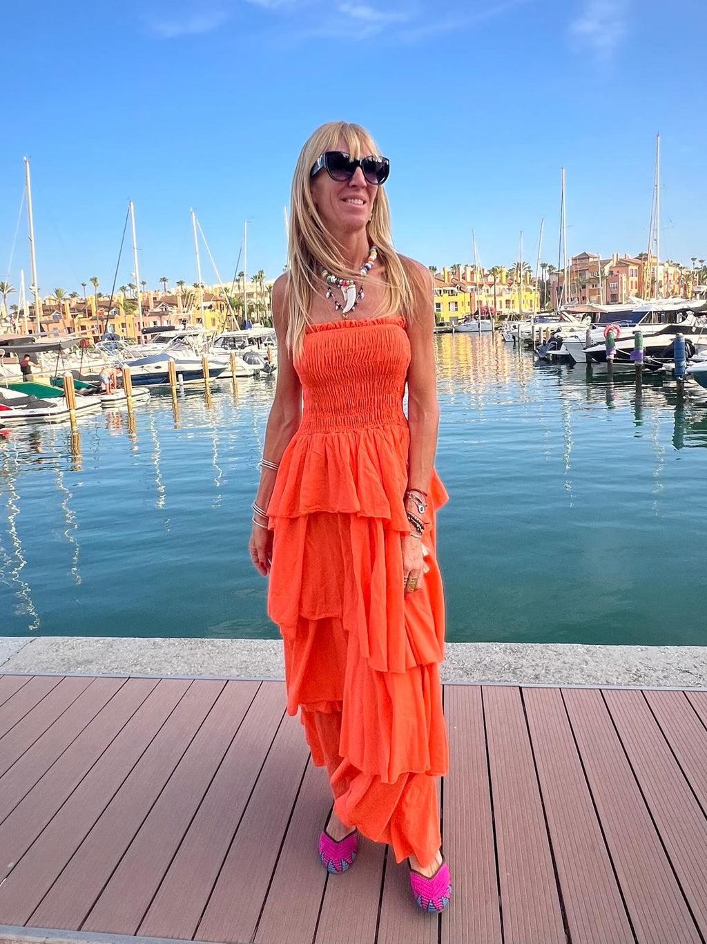 Vestido Volados Naranja