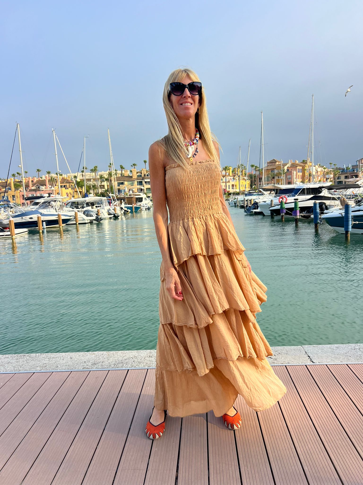 Vestido Volados  Tostado