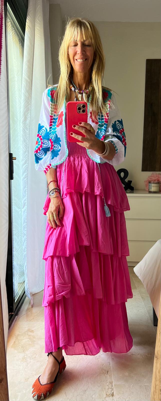 Vestido Volados Fucsia