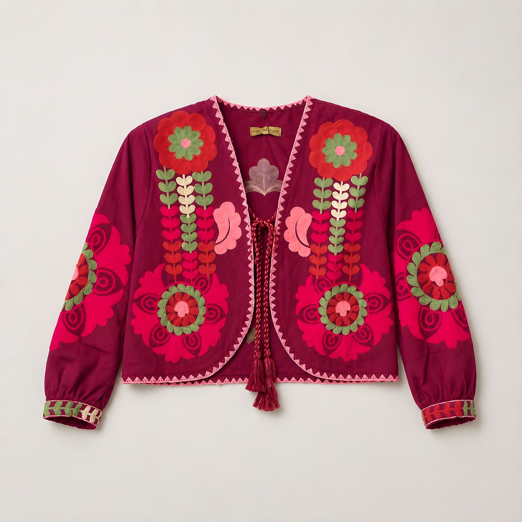 Chaqueta Corta Tripoli Bordeaux Flor Estrella