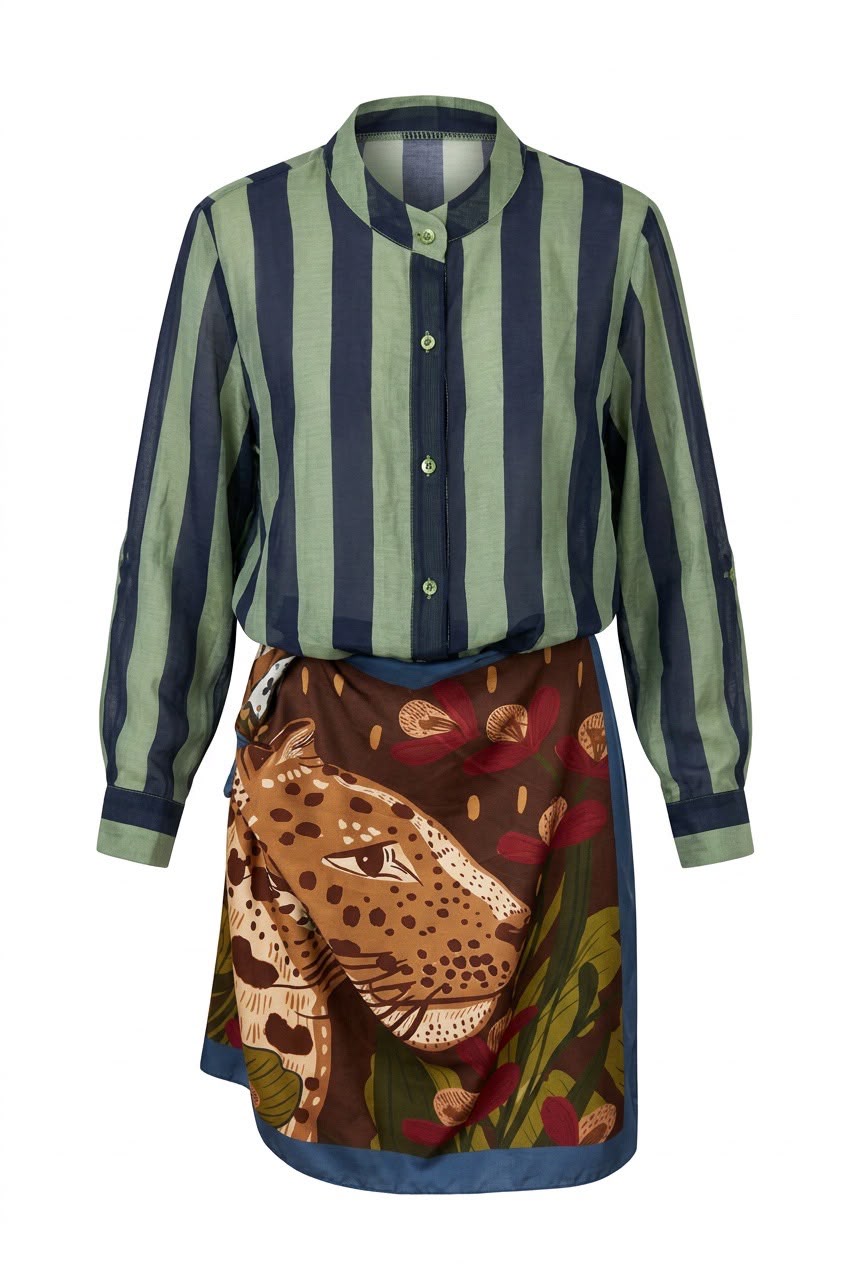 Camisa Rayas Azul/Verde