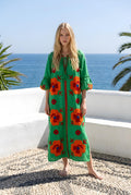 Vestido Largo Flor  Verde