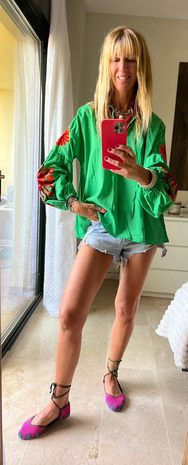 Blusa Flor Verde