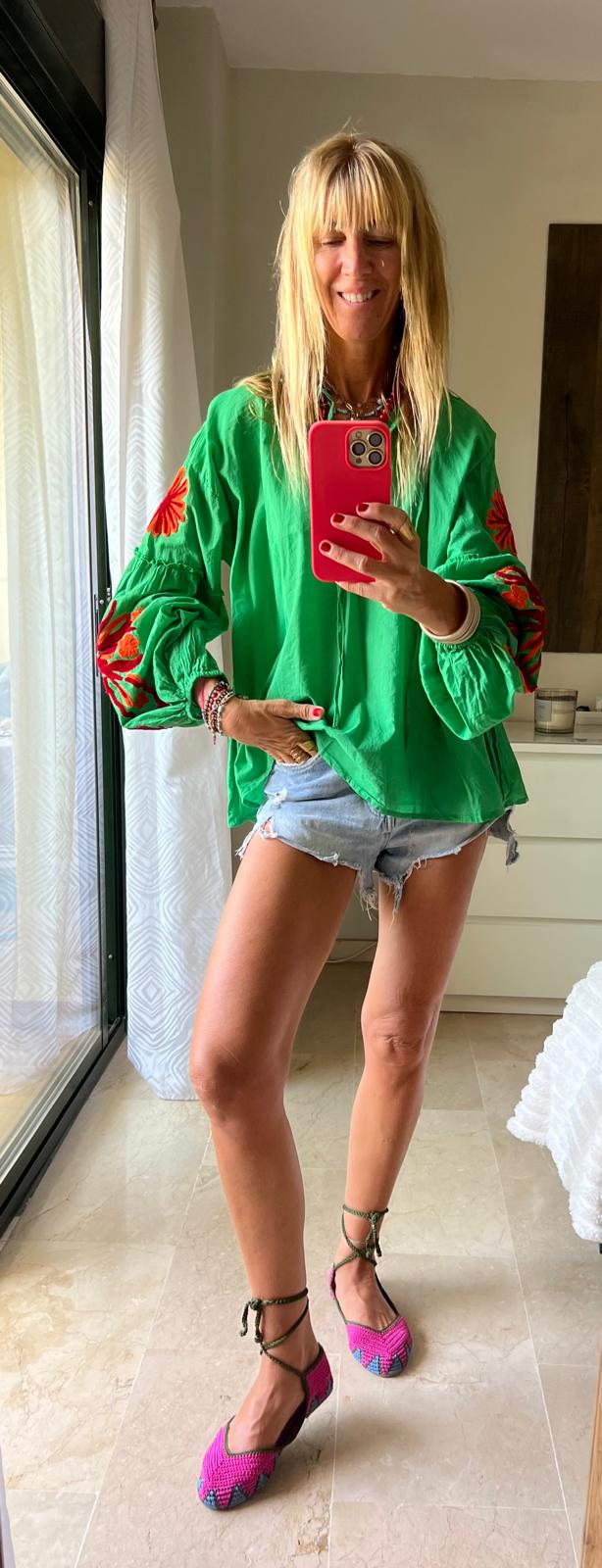Blusa Flor Verde