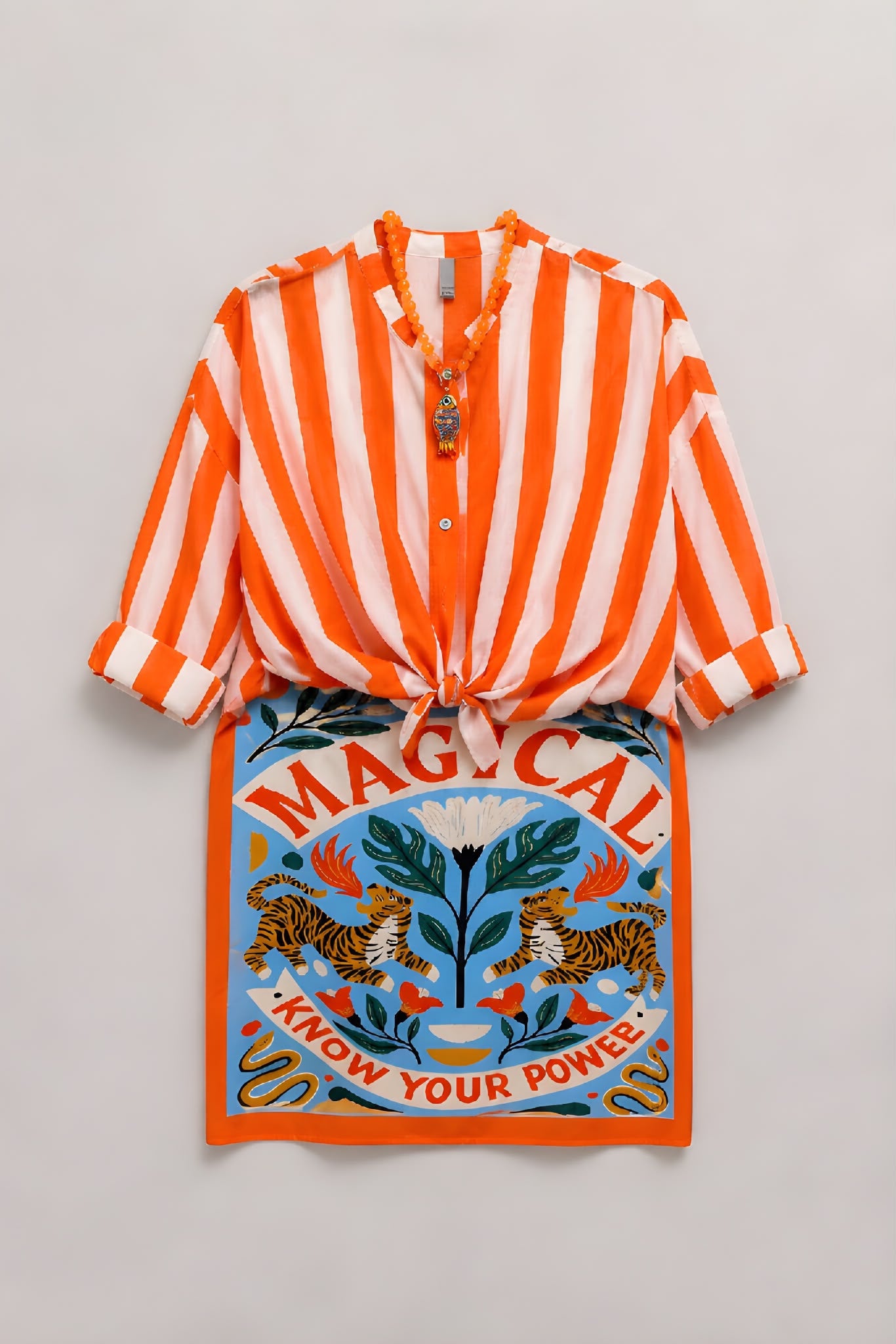 Camisa Rayas Naranja/Blanca