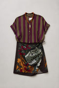 Camisa Rayas Violeta / Verde Seco