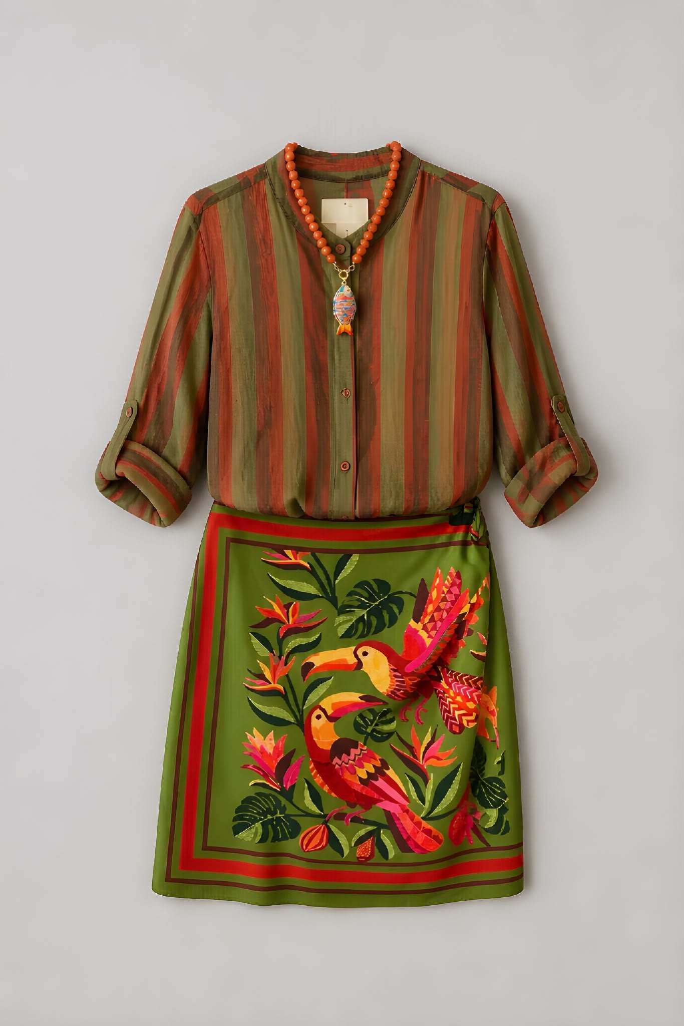 Camisa Rayas Verde/ Marrón