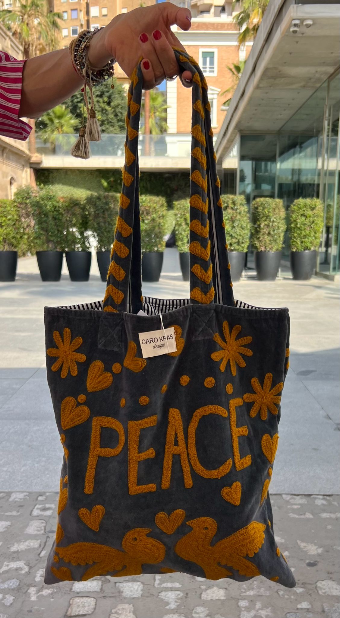 Bolso Peace-Love  Mediano Azul/Marrón
