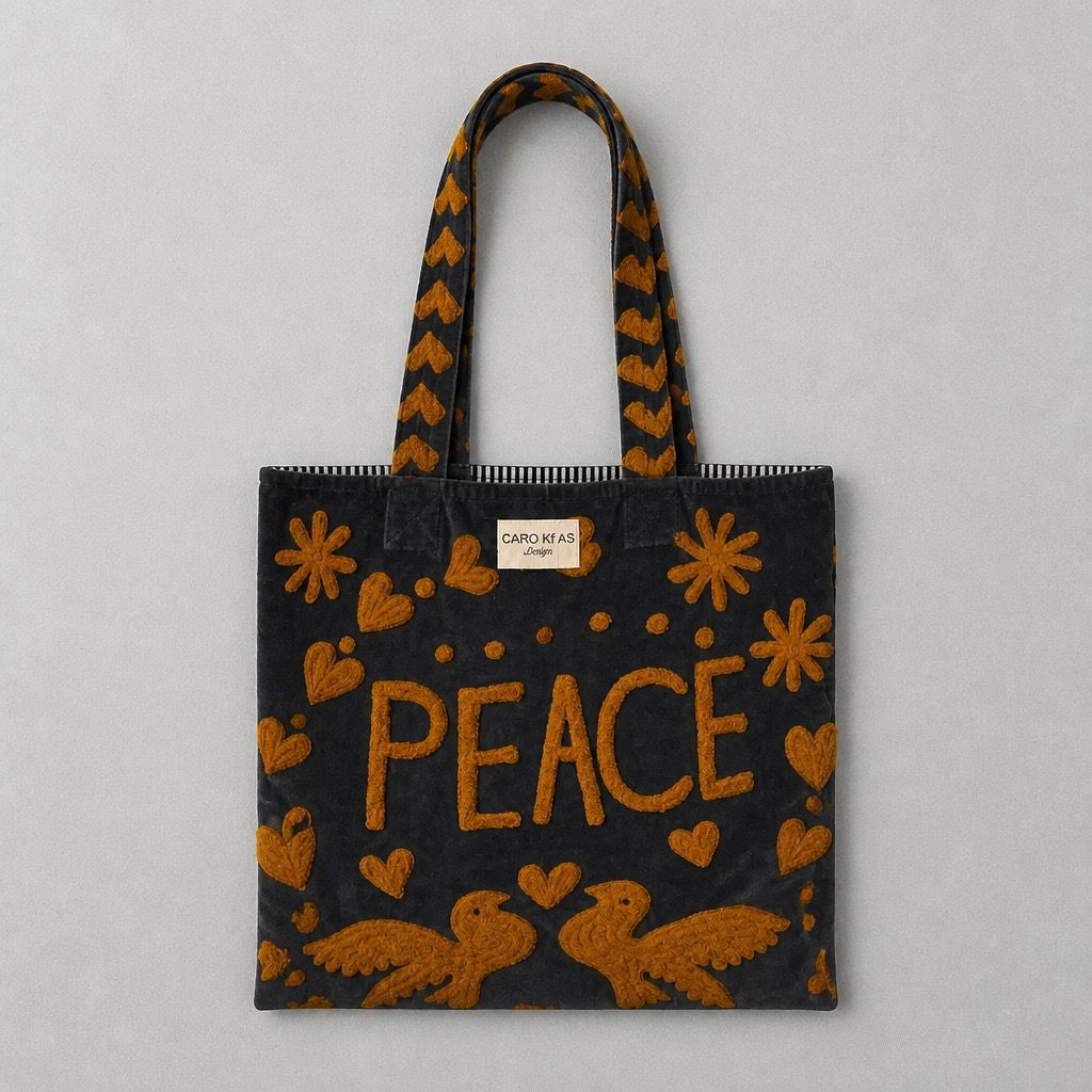 Bolso Peace-Love  Mediano Azul/Marrón