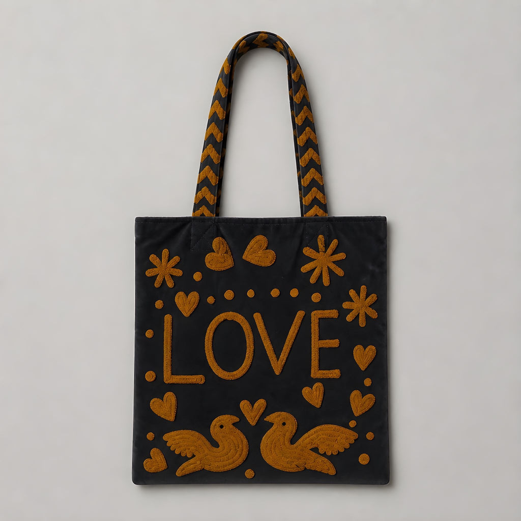 Bolso Peace-Love  Mediano Azul/Marrón