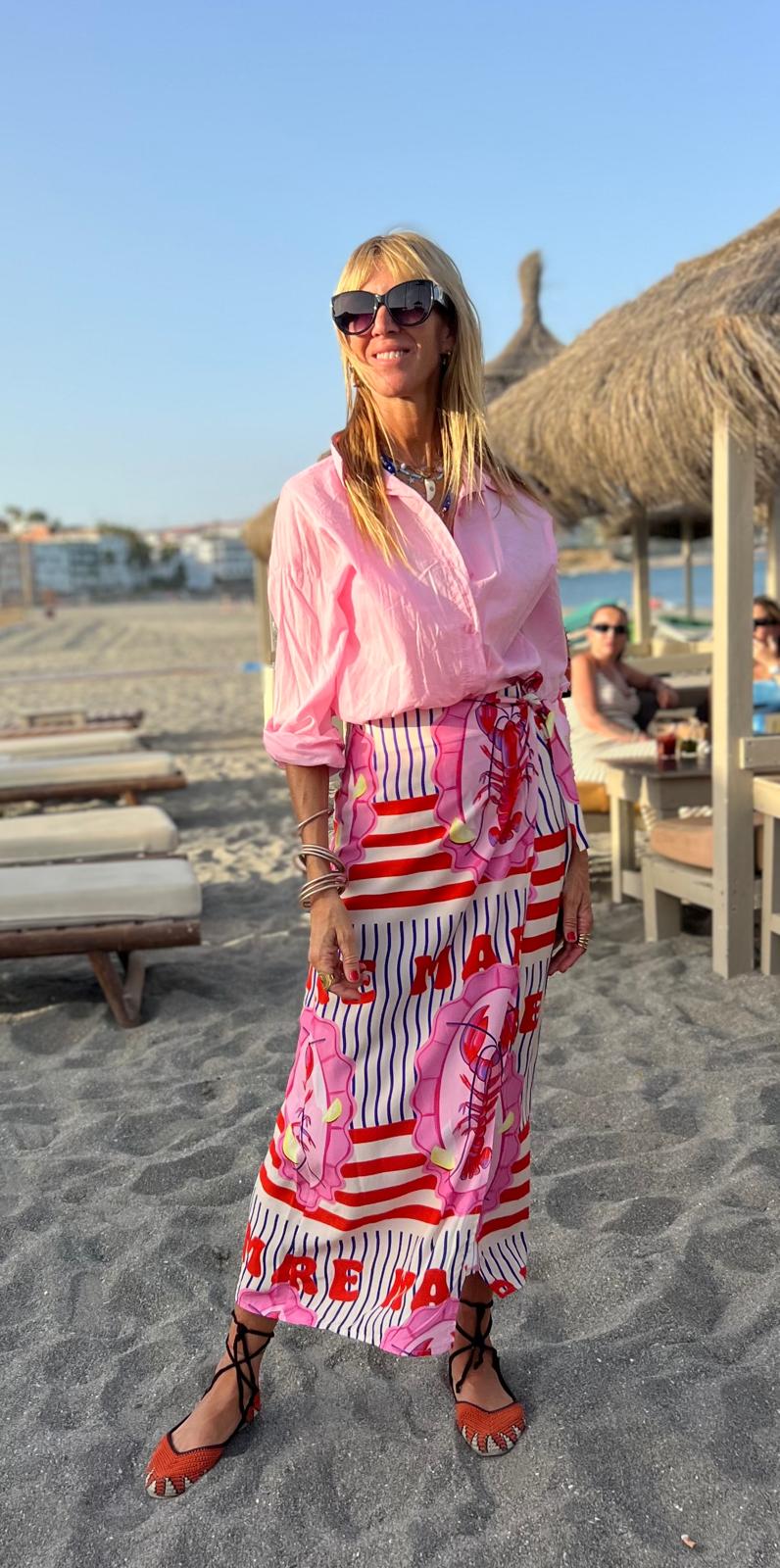 Falda Larga Langosta Rosa