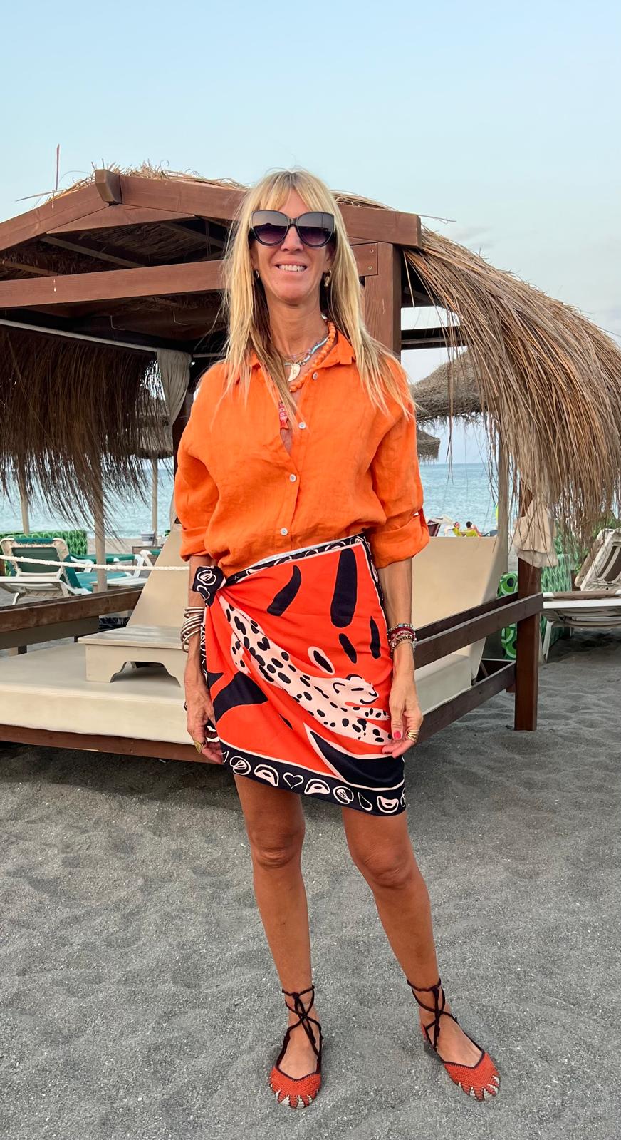Falda Corta Tigre Naranja/Negro