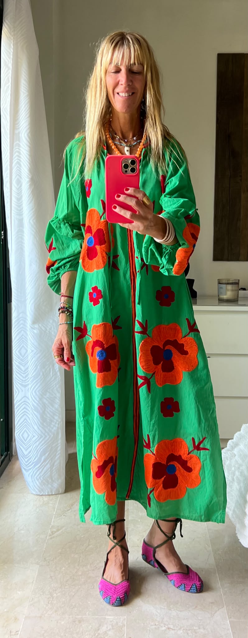 Vestido Largo Flor  Verde