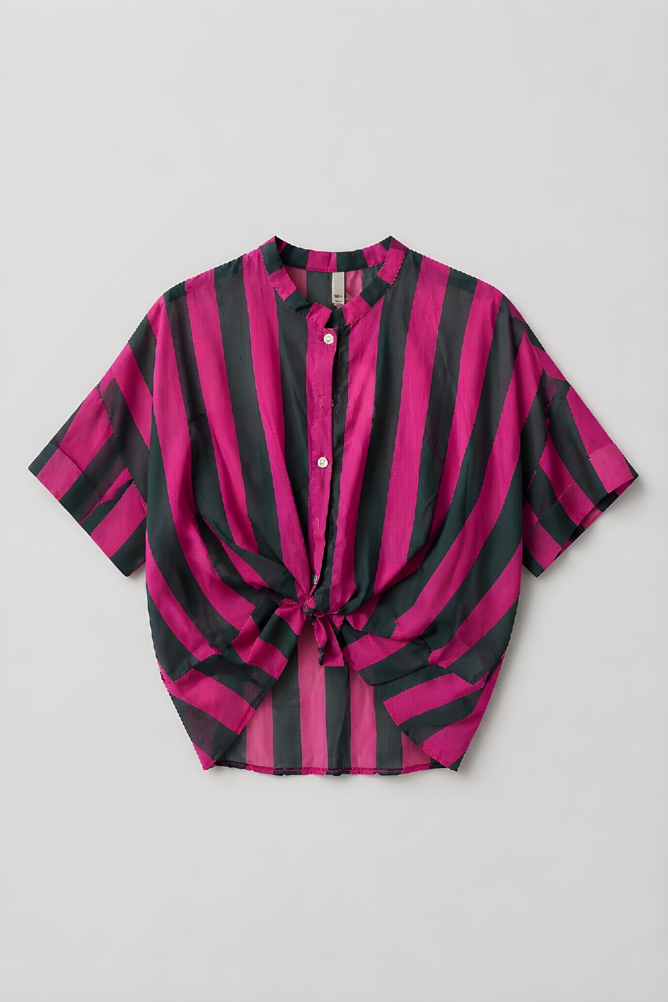 Camisa Rayas Verde Oscuro/Fucsia