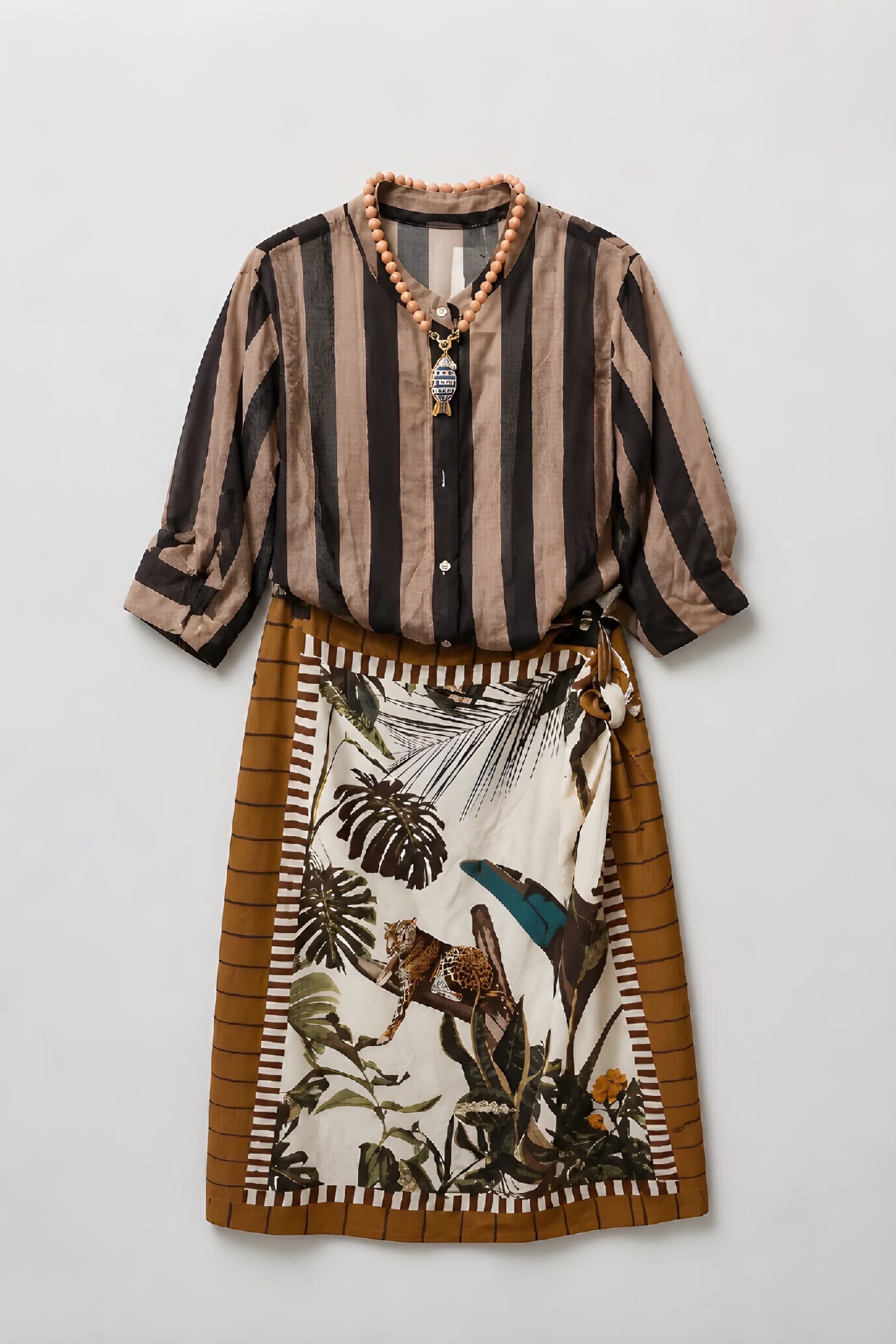Camisa Rayas Marrón / Beige