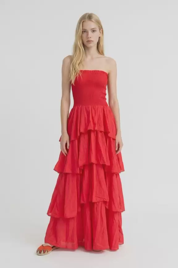 Vestido Volados Colorado