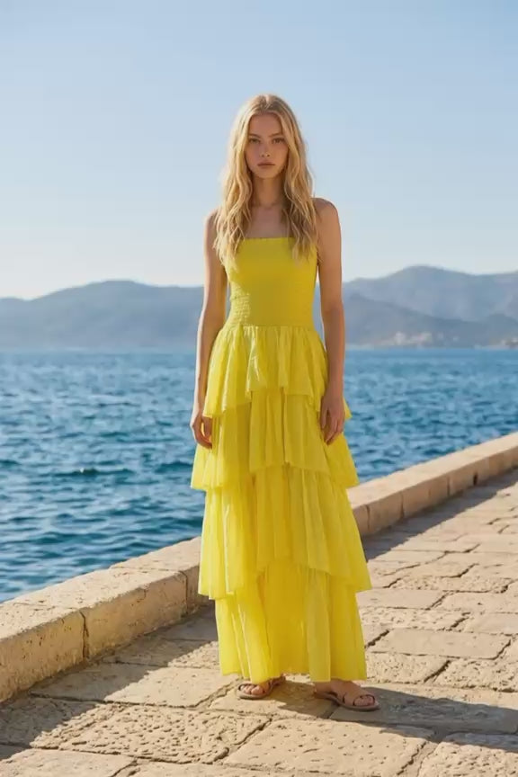 Vestido Volados Amarillo