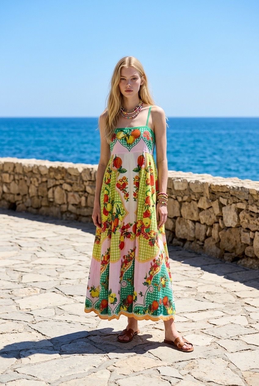 Vestido Carioca Multicolor Frutal