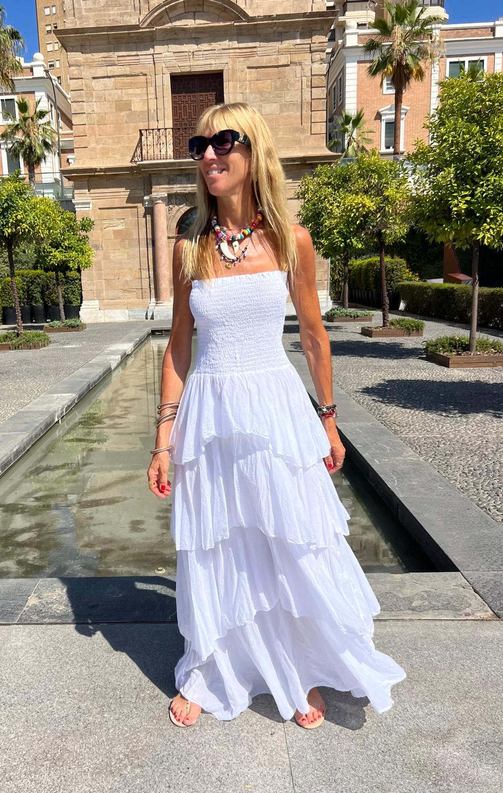 Vestido Volados Blanco